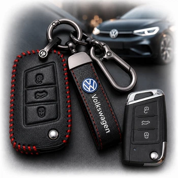 Чохол для автоключів Volkswagen із Брелоком Карабін Оригінал (3 кнопки Викидний ключ №2)