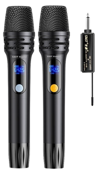 Беспроводной микрофон SAST OK-98, UHF, с аккумулятором, двухканальный, металлический, для караоке, сцены, лекций и конференций