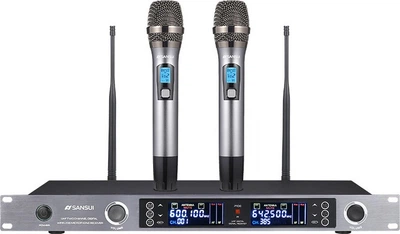 Микрофон беспроводной SANSUI H2S, ручной, с двумя микрофонами, профессиональный