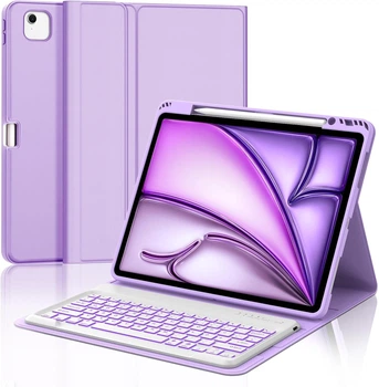 Чехол-клавиатура Occtingkind для iPad Air 13 (M4/M3/M2) и iPad Pro 12.9 (2018-2022) с тачпадом раскладка QWERTZ светло-фиолетовый