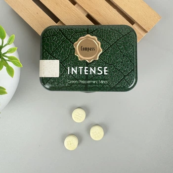 Цукерки Compass Intense Green Peppermint Mints (перцева м'ята) без цукру, 20 г