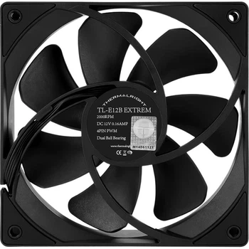 Вентилятор для корпуса Thermalright TL-E12B EXTREM V3, 12 см, ШИМ, 2000 об/мин, двойной шарикоподшипник, 4-контактный разъем PWM.