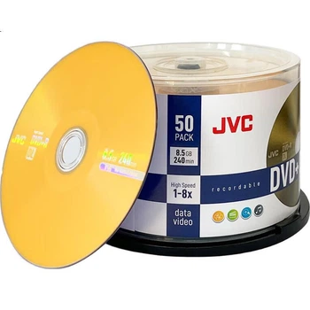 JVC DVD+R DL 8,5 ГБ 8x швидкісний односторонній двошаровий чистий диск, упаковка з 50 штук оптичних дисків великої ємності зі шпинделем
