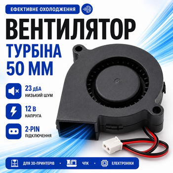 Вентилятор улитка 50мм 12В 2пин центробежный турбина кулер 3D-принтера 670034