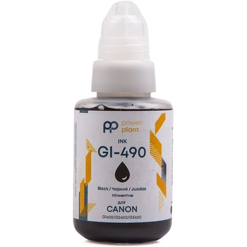 Чорнило PowerPlant GI-490 для Canon G1400/G2400/G3400 140г Black пігментне (PP490BP)