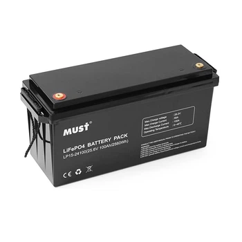 Аккумуляторная батарея Must LiFePO4 LP1524100 25.6V 100Ah, 2,56kWh, BMS50A-4S, 6000 cycles, 522x240x218, 23kg