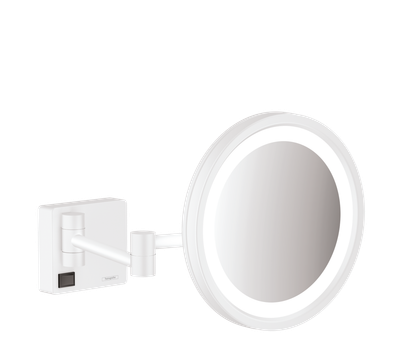 Косметическое зеркало Hansgrohe AddStoris для бритья с подсветкой LED matt white 41790700