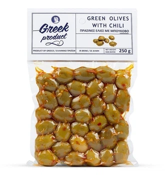 Зелені Оливки з Чілі Greek Product з кісточкою 250г