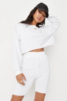 Шорты Missguided белый размер 8 (36) высокая талия эластичный пояс с зашнуровкой свободный крой необработанные края только шорты