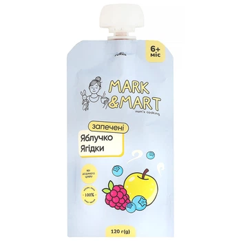 Пюре фруктове Запечене яблучко та ягідки для дітей Mark&Mart 120 г (21636920)
