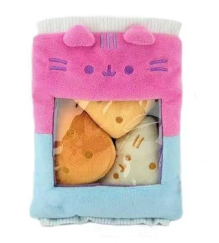 М'яка іграшка-сюрприз Котик Пушин Пачка чіпсів Pusheen Cat Gamer Bag Chips Plush Toy 20 см Рожево-блакитна