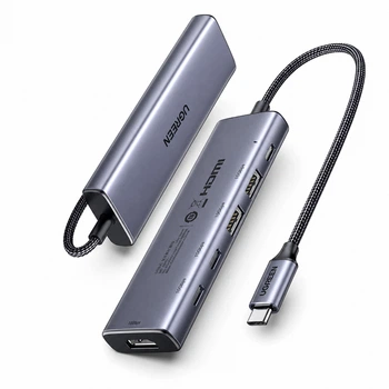Док-станція UGREEN CM500 кабель 0,2 м вхід USB4 до 40 Гбіт/с 4 порти USB 3.2 Gen 2 до 10 Гбіт/с 2 USB-A + 2 USB-C HDMI 2.1 8K@60 Гц вхід PD 3.0 до 100 Вт сумісність з Thunderbolt 3 і 4 темно-сірий (25102)