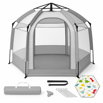 Игровой домик-манеж Gray с москитной сеткой и мягким ковриком 146х127х110 см