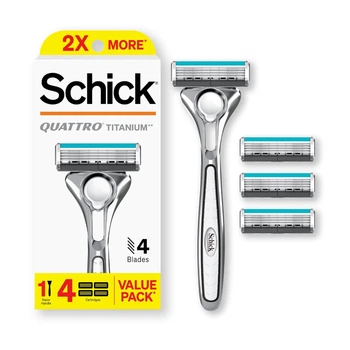 Станок для бритья мужской Schick Quattro Titanium 4 лезвия 1 ручка и 4 сменные картриджи