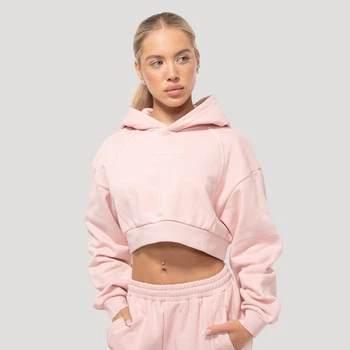 Жіноче вкорочене худі Mochi рожеве L - GymBeam