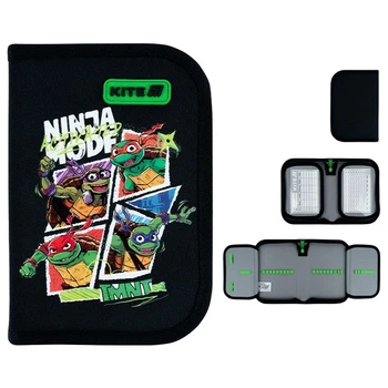 Пенал школьный Kite 1 отделение с 2 отворотами Ninja Turtles NT26-622