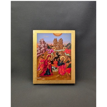 Маленькая писаная икона Рождество Христово 9×11,5 см