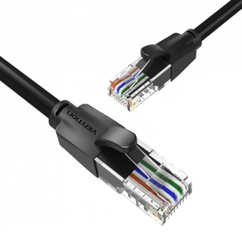 Патч-корд Flat Cat.6 UTP Patch Cable 1.5M Black Vention (IBJBG)