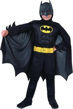 Карнавальний костюм Ciao Batman Бетмен чорний з жовтими елементами з м'язами (наповнювачами) 3-4 роки