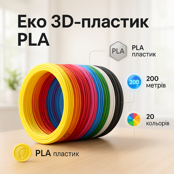 3D пластик PLA диаметр 1.75 мм набор 20 цветов 200 метров