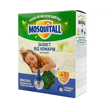 Электрофумигатор с жидкостью от комаров MOSQUITALL Ласковая защита для детей 30 мл (45 ночей)