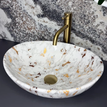 Умывальник VBI Parma S накладной 36x27 см marble white glossy VBI-011031