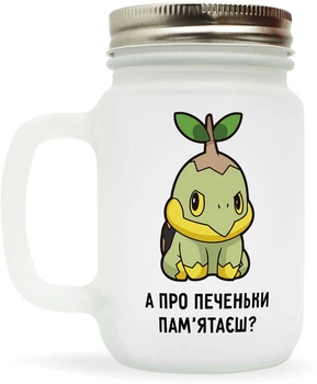 Чашка-банка скляна для коктейлів з трубочкою матова NU SHO "Про печеньки" 250 мл