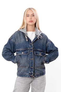 Жіноча джинсова куртка з капюшоном NoBrand S Синій (p-20918-252164)