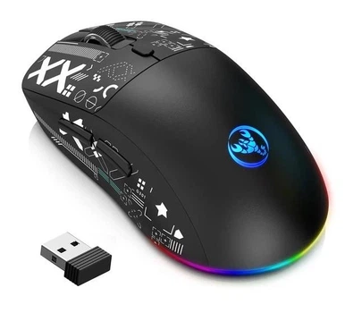 Ігрова бездротова миша HXSJ T90 (2.4G, Bluetooth, USB). З підсвічуванням та акумулятором Black