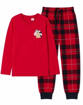 Пижама для девочки Lupilu хлопковая с фланелевыми штанами BS001638 размер 122-128
