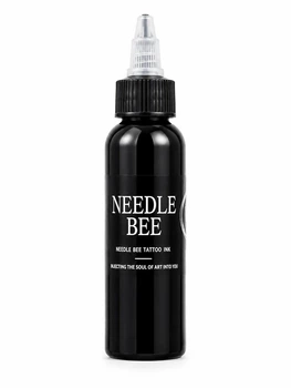 Черный пигмент NEEDLE BEE Tattoo Ink для тату 30 мл черная краска для татуировки профессиональный пигмент для работы мастера тату подходит для нанесения контуров деталей и создания насыщенных черных рисунков на коже (F15)