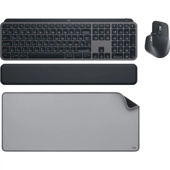 Комплект (клавіатура + миша + килимок) Logitech MX Keys for Business UA Graphite + Desk Mat Studio Series Mid Grey (MX920-010933) [176476]