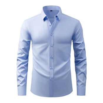 Класична чоловіча сорочка з довгим рукавом SlimFit, блакитна, розмір XL/2XL