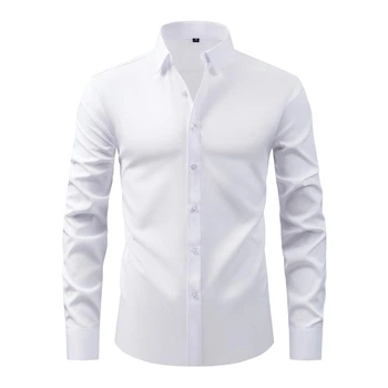 Класична чоловіча сорочка з довгим рукавом SlimFit, біла, розмір XL/2XL
