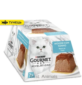 Вологогий корм для котів мус з підливою Purina Gourmet Revelations Пуріна Гурмет Релевейшн з тунцем 2 шт х 57 г (8445291938014)A