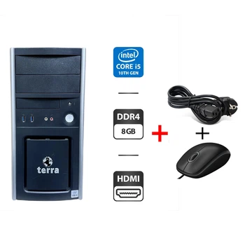 Компьютер Terra Tower / Intel Core i5-10400 (6 (12) ядер по 2.9 - 4.3 GHz) / 8 GB DDR4 / NO HDD / Intel UHD Graphics 630 б/у + Подарок Кабель питания + проводная мышь