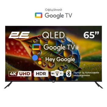 Телевізор 2E 65" 2E QLED 4K 60Hz Smart Google TV Black (65A77Q)