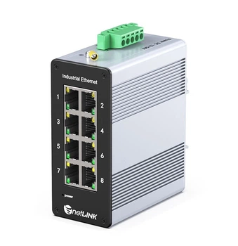 Промышленный коммутатор NetLINK, 8-портовый промышленный коммутатор Ethernet 100 Мбит/с, крепление на DIN-рейку/монтаж, блок питания в комплект не входит, HTB-6000