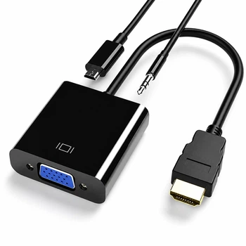 Адаптер HDMI на VGA 20 см с аудио выходом и питанием Stone переходник (ST-SC053)