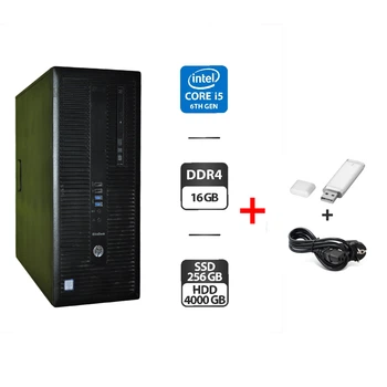 Компьютер HP EliteDesk 800 G2 Tower / Intel Core i5-6500 (4 ядра по 3.2 - 3.6 GHz) / 16 GB DDR4 / 256 GB SSD + 4000 GB HDD / Intel HD Graphics 530 / DVD-ROM / Windows 11 б/у + Подарок Флеш память USB 32 GB + Кабель питания