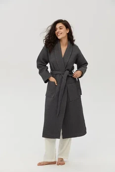 Халат Lotus Home - Waffle antrasit 3XL