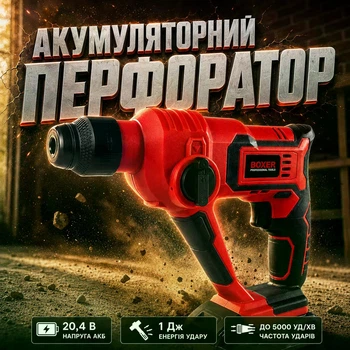Перфоратор акумуляторний Boxer швидкозмінний патрон SDS-Plus 20,4 В 2 режими роботи свердління ударне свердління