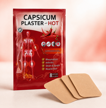 Пластырь Capsicum Plaster согревающий, перцовый, обезболивающий, для суставов и мышц 5 упаковок (33811)