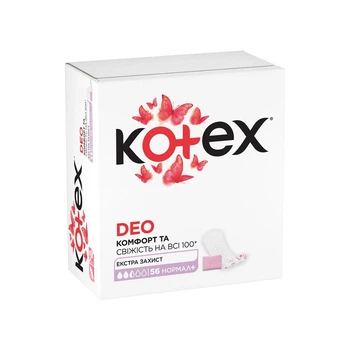 Прокладки ежедневные гигиенические Kotex Deo Normal Plus 56 шт