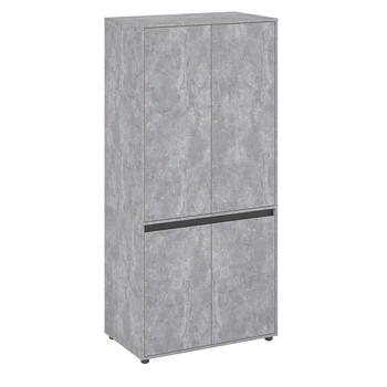 Мала шафа для одягу з 4 дверцятами та 2 секціями KOMTO CUBE 90F Бетон (p-186-2924)