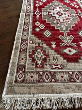 Бавовняний килим 120×180 см безворсовий та двосторонній червоний