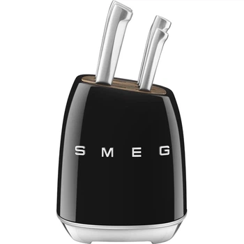 Набор кухонных ножей SMEG с подставкой ретродизайн 6 штук Черный