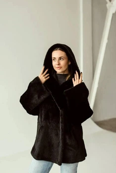 Зимова жіноча дублянка двостороння UF-Fashion N89V 42 чорний