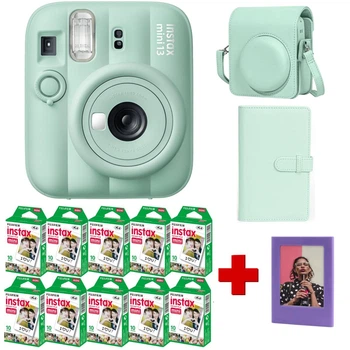 Набір камера Fujifilm Instax Mini 13 Lagoon Green, Фотопапір 100шт, Чохол, Фотоальбом 108 фото Зелений + в подарунок магнітна фоторамка (Подарункове пакування)