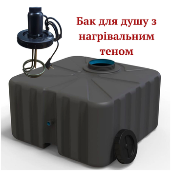 Бак для душу з підігрівом 75 л електричний ТЕН 1 5 кВт для дачі двошаровий чорний Litolan MC-10678